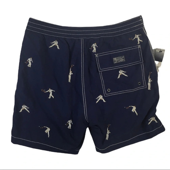 SH288 NWT Polo Ralph Lauren Designer Lined Tennis Player Swim Trunks S $85 - Picture 5 of 7